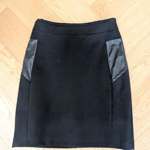 Danier Black Pencil Skirt with Leather Details